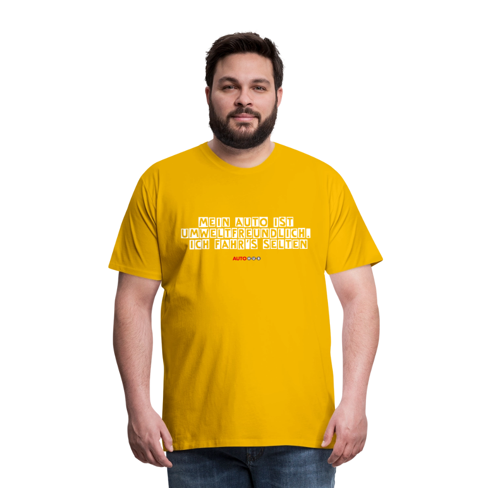 AUTOHUB Premium Work-Shirt mit Spruch - sun yellow