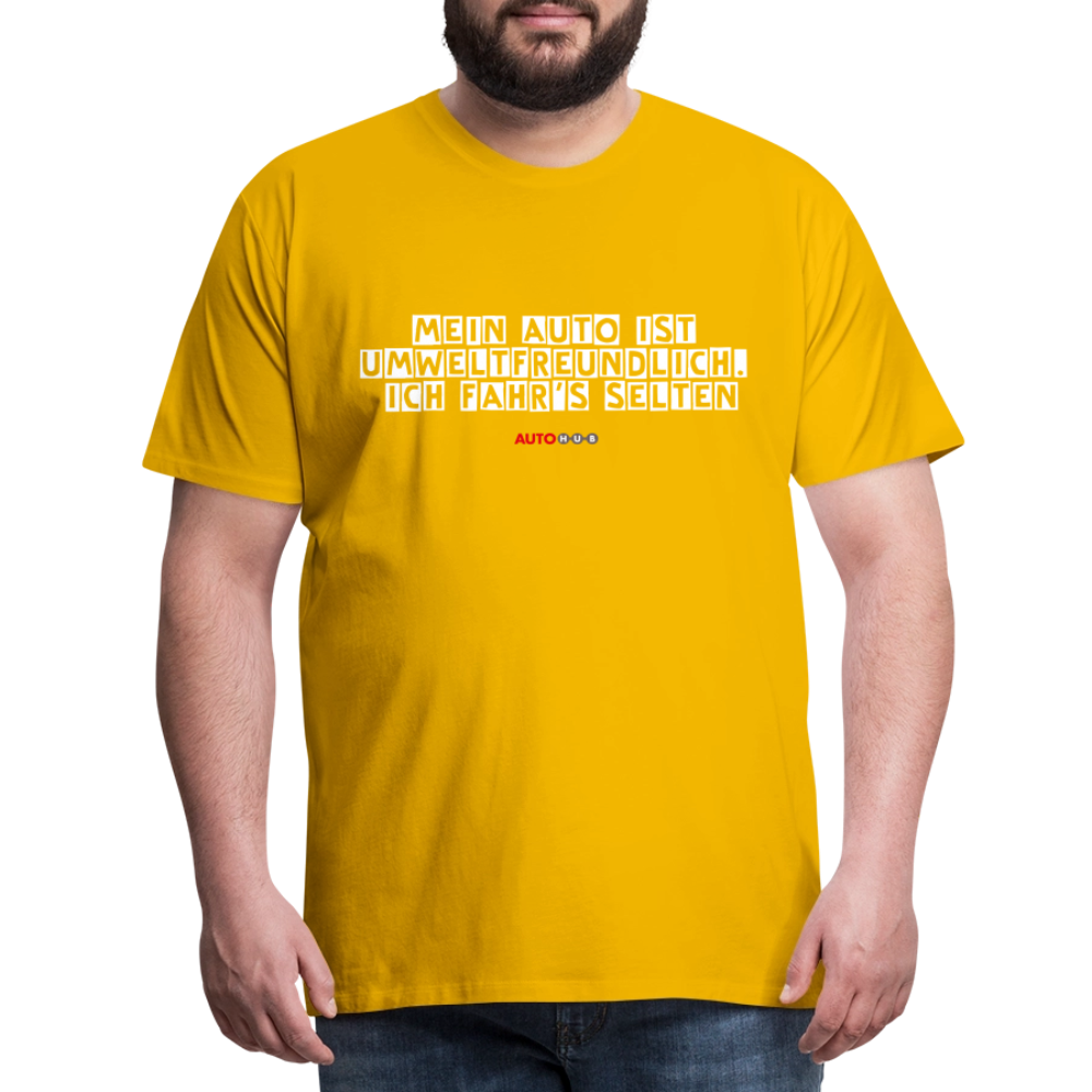 AUTOHUB Premium Work-Shirt mit Spruch - sun yellow